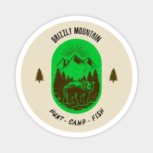 Grizzly Mountain Hunt Camp Fish - Green Magnet